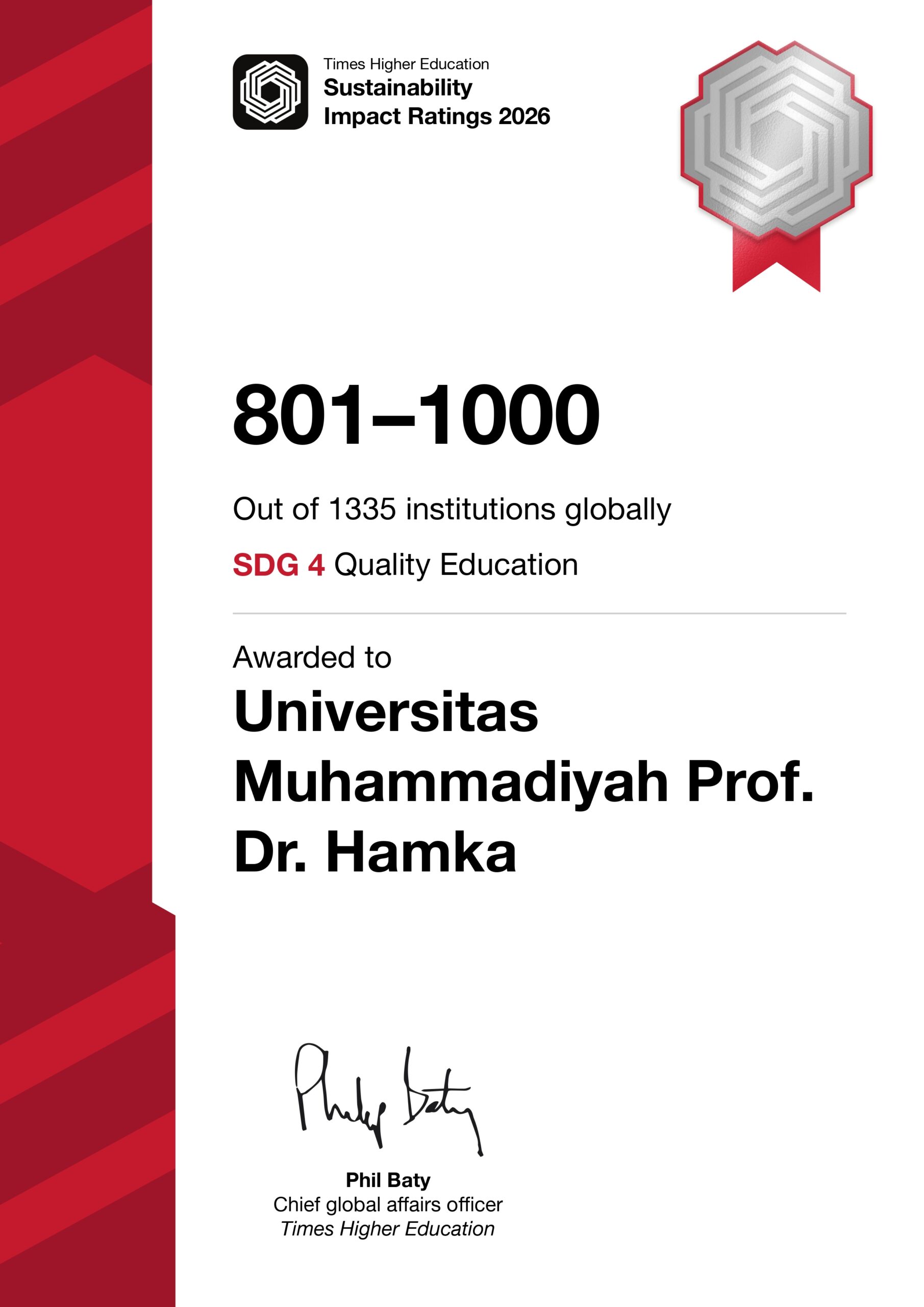 THE Impact Rankings 2026 SDG 4 Quality Education
